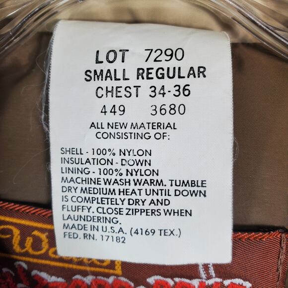 Vtg 80s Walls Blizzard Pruf Down Insulated Beige Puffer Coat Jacket Sz Small Men - Picture 6 of 12